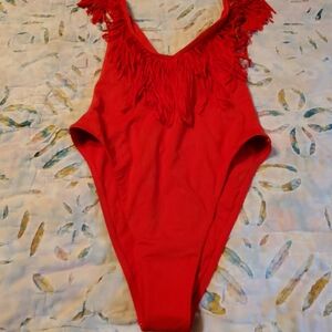 Red Fringe Womens Swimsuit